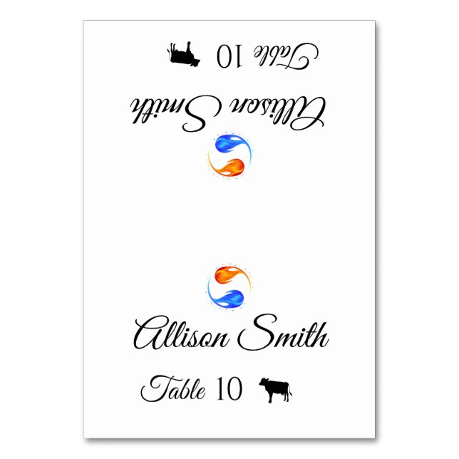 Wedding Place Cards-Meat Icon-Twin Flames- Table Number (Front)