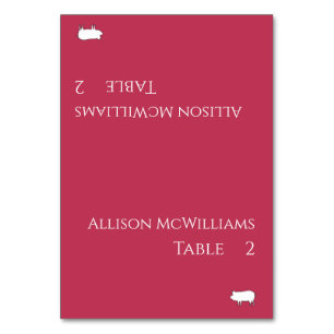 Wedding Place cards-Pork Icon-Viva Magenta- Table Number