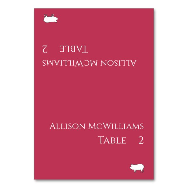 Wedding Place cards-Pork Icon-Viva Magenta- Table Number (Front)