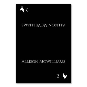 Wedding Place cards-Poultry Icon-Black and White- Table Number