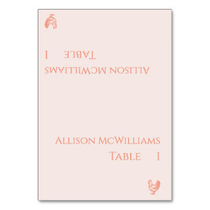 Wedding Place cards-Poultry Icon-Blush Table Number