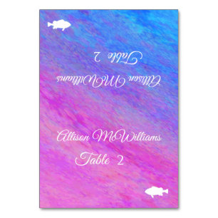 Wedding Place cards-Stardust Sea- Fish Meal Icon- Table Number