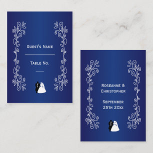Wedding Place Setting Card Royal Blue Bride Groom