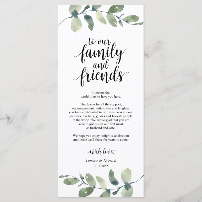 Wedding Place Setting Eucalyptus Thank You Card (Front)