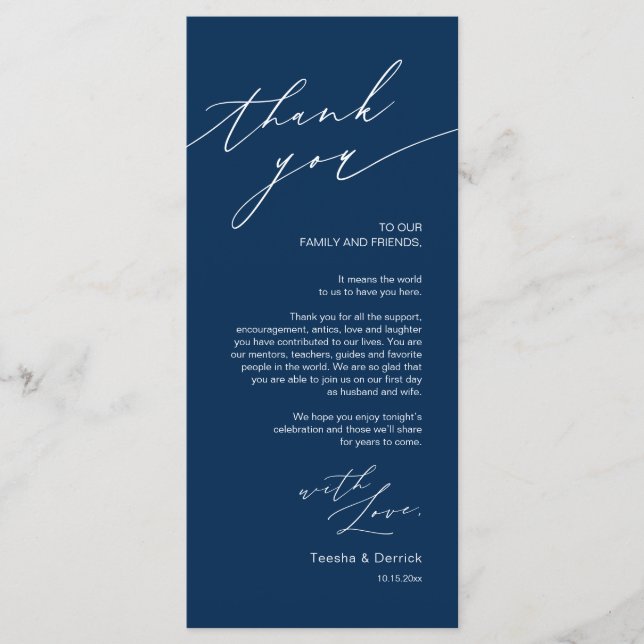 Wedding Place Setting Thank You Minimalist Card (Front)