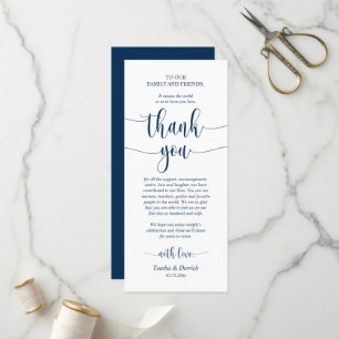 Wedding Place Setting Thank You, Navy Blue Card