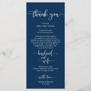 Wedding Place Setting Thank You, Navy Blue, Card