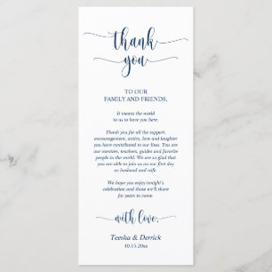 Wedding Place Setting Thank You, Navy Blue Card
