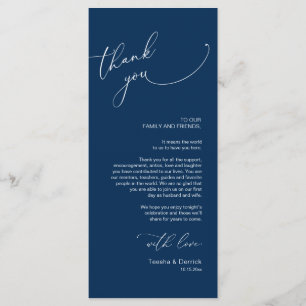 Wedding Place Setting Thank You, Navy Blue Card