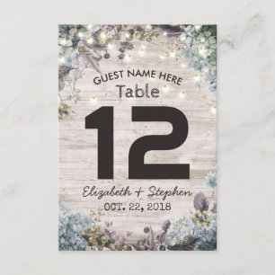 Wedding Place Table Number Chic Floral Wood Lights