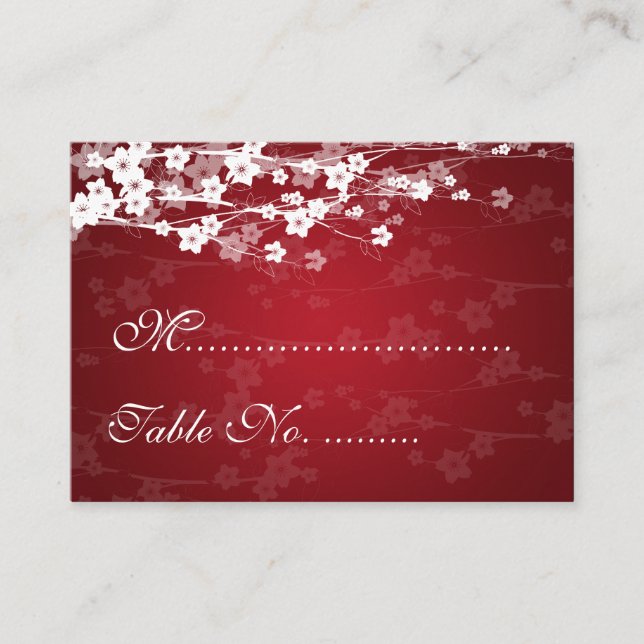 Wedding Placecards Cherry Blossom Red (Front)