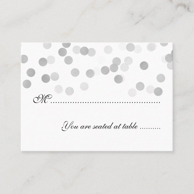 Wedding Placecards Faux Silver Foil Glitter Lights (Front)