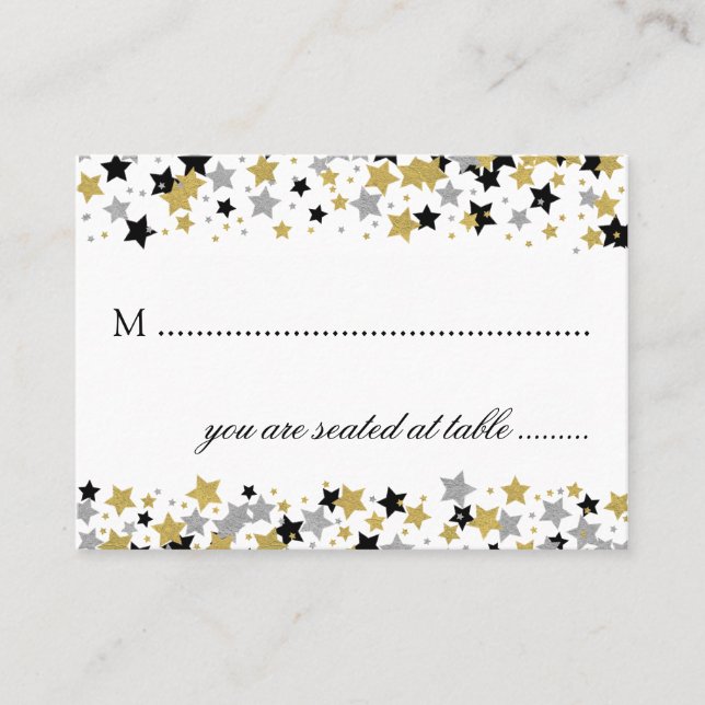 Wedding Placecards Gold Glitter Stars Confetti (Front)