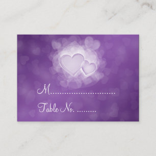 Wedding Placecards Modern Hearts Purple