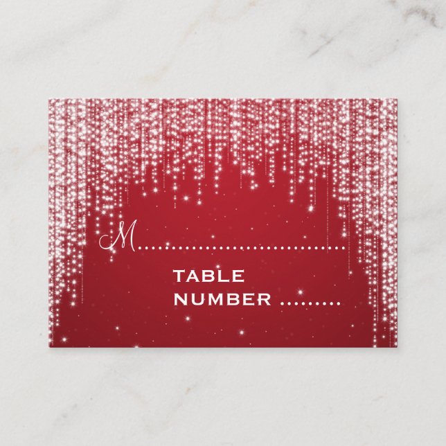 Wedding Placecards Night Dazzle Red (Front)