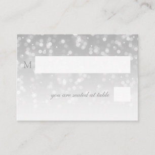 Wedding Placecards Silver Bokeh Sparkle Lights