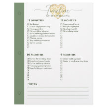 Wedding Planner 12 - 5 Months Timeline Binder Page
