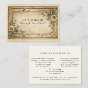 Wedding Planner Art Deco Gold Turquoise Business Card