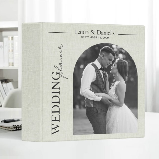 Wedding Planner Beige Linen Personalized Photo Binder (Creator Uploaded)