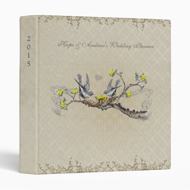 Wedding Planner Binder Vintage Love Birds (Front/Spine)