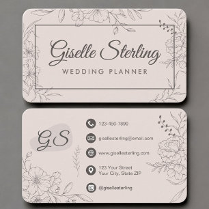 Wedding Planner Blush Pink Floral Business Card
