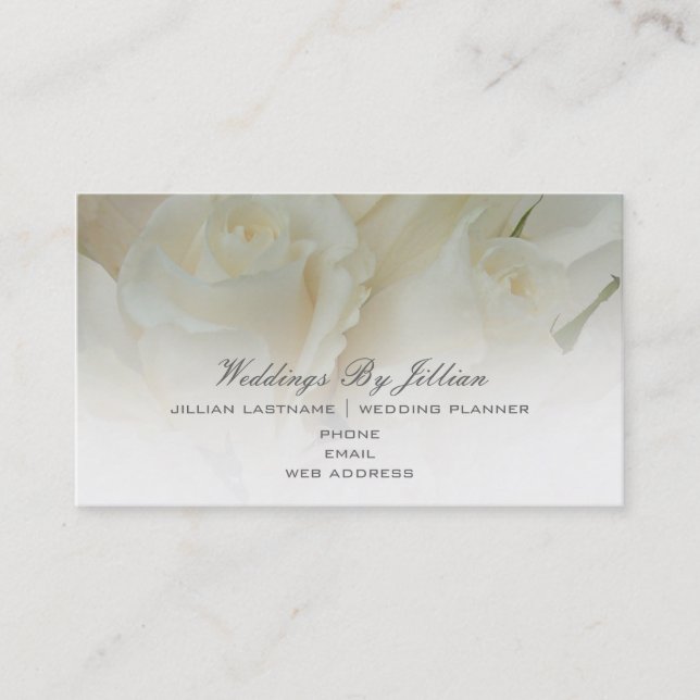 Wedding Planner Business Card - White Roses (Front)