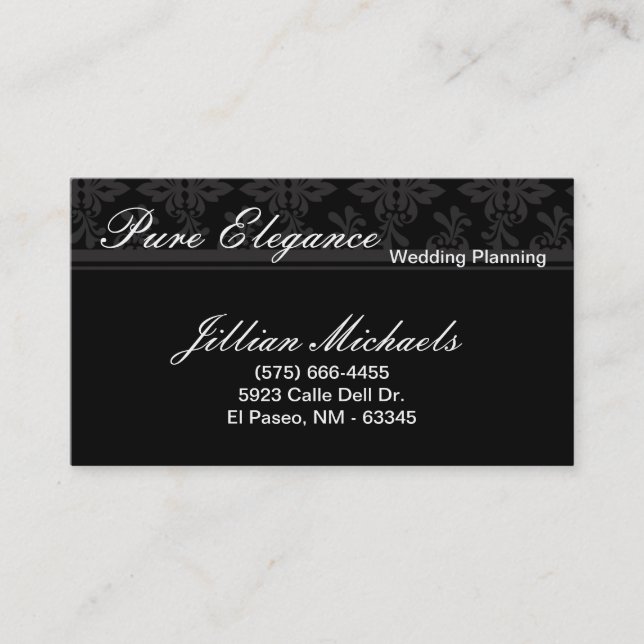 Wedding Planner Damask Filigree Business Card (Front)