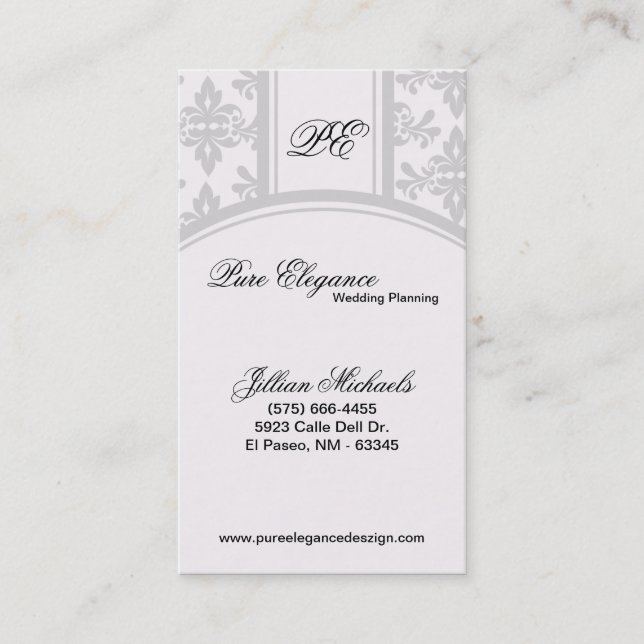 Wedding planner Damask Filigree Carte de visite (Devant)
