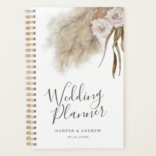 Wedding planner d'aquarelle en laiton de Pampas de