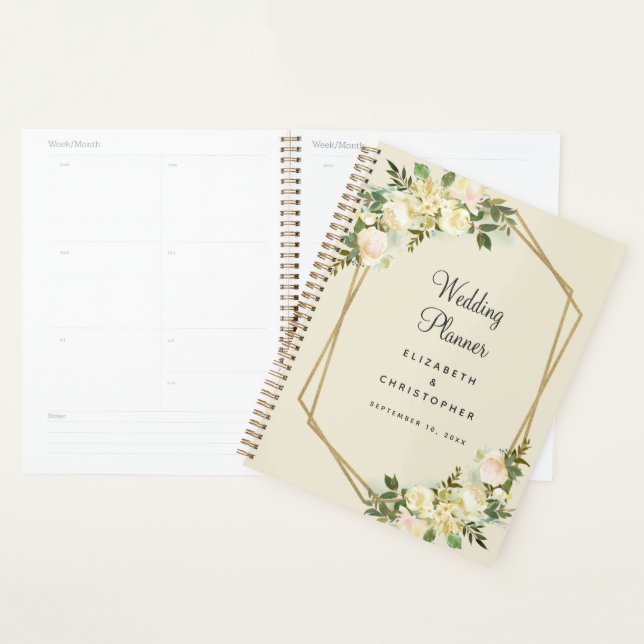 Wedding Planner Elegant Chic Watercolor Gold Frame (Display)