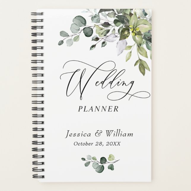 Wedding planner Eucalyptus Green Watercolor (Devant)