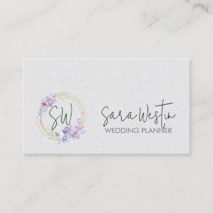 Wedding Planner Floral Monogram  Business Card
