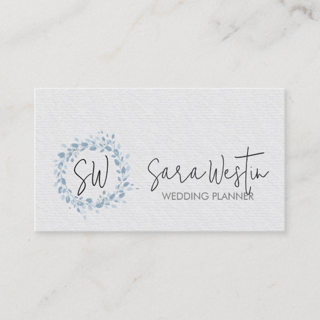 Wedding Planner Flower Monogram  Business Card (Front)