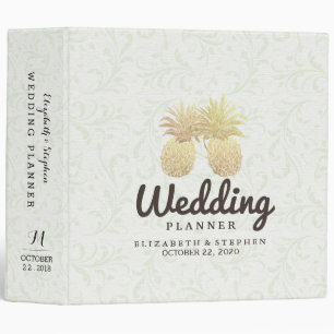 Wedding Planner Gold Foil Pineapples Damask Paper Binder