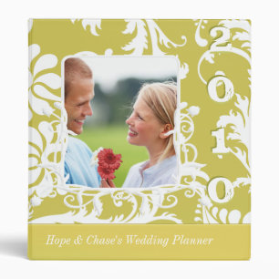 Wedding Planner Gold Lime Damask Engagement Photo Binder