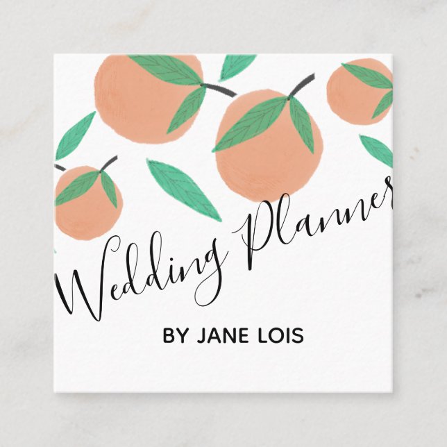  Wedding Planner Hand Drawn Oranges  Citrus  Square Business Card (Front)