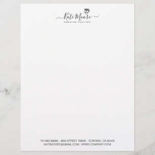 Wedding Planner Hearts Crown Script Signature Letterhead