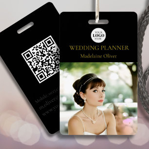 Wedding Planner ID Photo Black QR Code Logo Badge