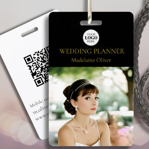 Wedding Planner ID Photo Black QR Code Logo Badge