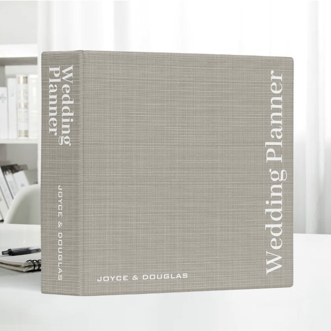 Wedding Planner Minimalist Linen Fabric Texture  Binder (Creator Uploaded)
