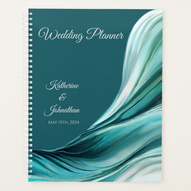 Wedding-Planner-Modern Abstract-Emerald Green- Planner (Front)