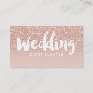 Wedding planner modern typography blush rose gold business card