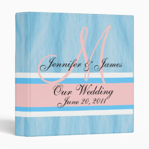 Wedding Planner Monogram Date & Names Blue Binder