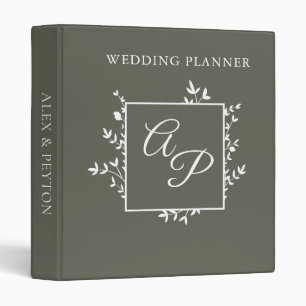 Wedding Planner Monogram Vintage Olive Green Binder
