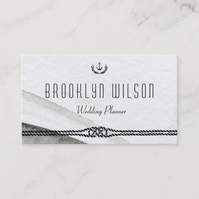 Wedding planner nautique Carte de visite gris blan (Devant)