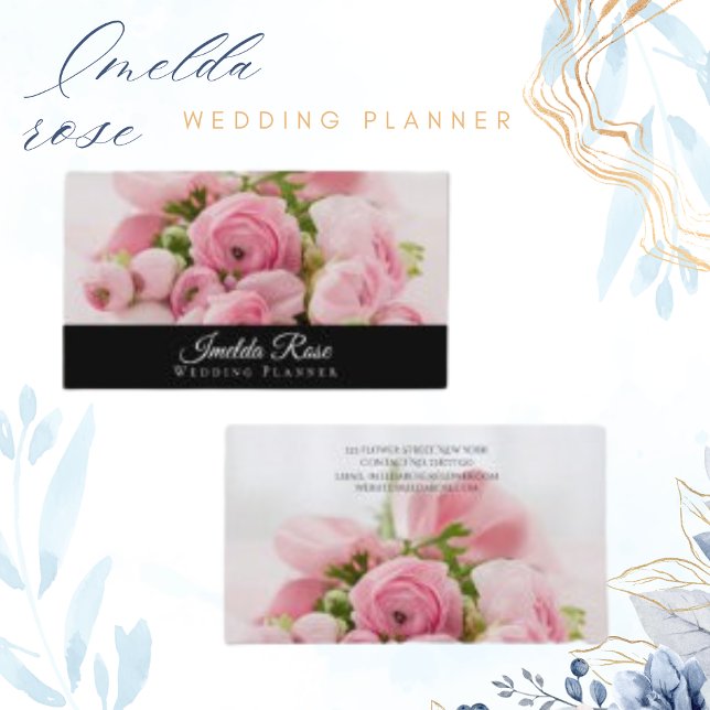 Wedding Planner Pink Rose Bouquet Business Card (Creator Uploaded)