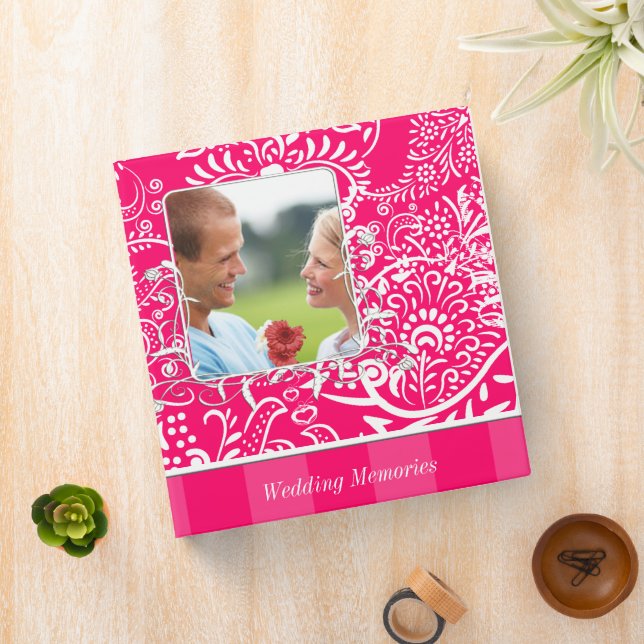 Wedding Planner Raspberry Paisley Engagement Photo Binder (In Situ)