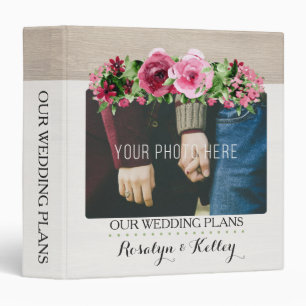 WEDDING PLANNER   Shabby Vintage Roses Rustic Wood Binder