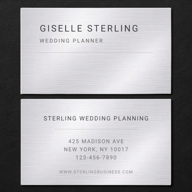 Wedding Planner Silver Metallic Professional Business Card (Creator Uploaded)