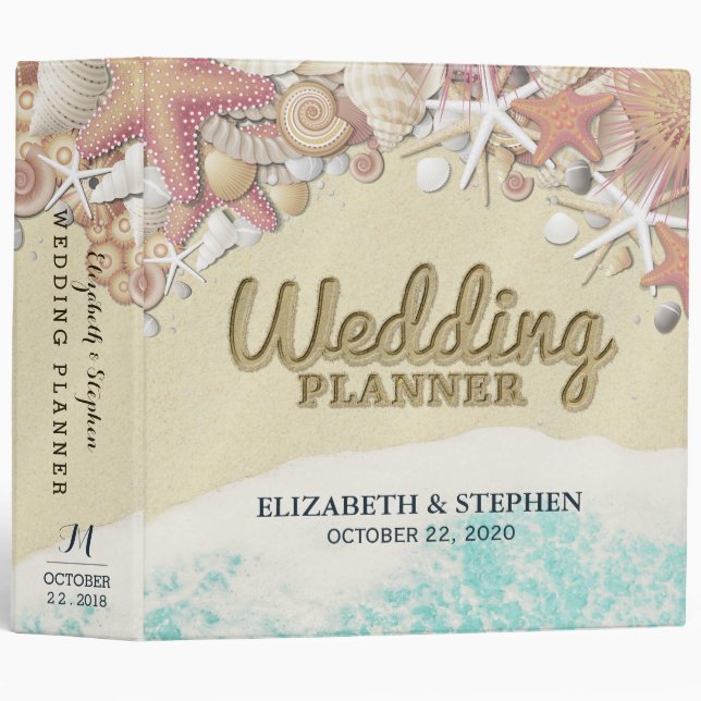 Wedding Planner Summer Sea Beach Starfish Seashell Binder (Front/Spine)